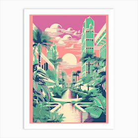 Miami In Risograph Style 1 Art Print