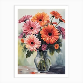 Gerbera Flowers In A Glass Vase Art Print