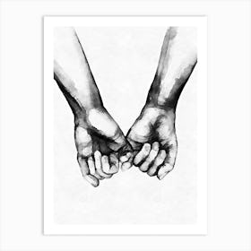 Two Hands Holding Each Other Art Print