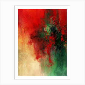 Abstract Painting, Oil On Canvas, Red Color 1 Art Print