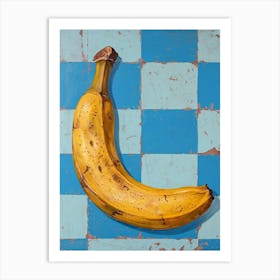 Banana Blue Checkerboard Painting 2 Art Print