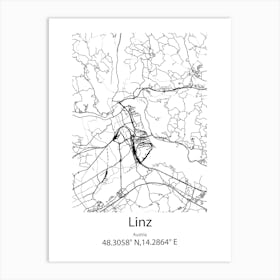 Linz,Austria Minimalist Map Art Print