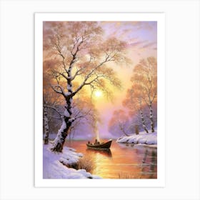 Boat In The Snow Art Print