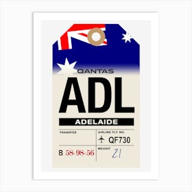 Adelaide (ADL) Australia Vintage Airline Luggage Tag Art Print