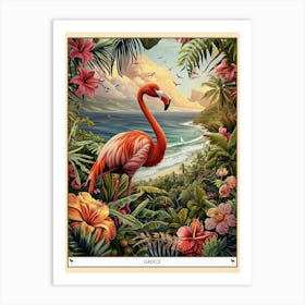 Greater Flamingo Greece Tropical Illustration 7 Poster Art Print