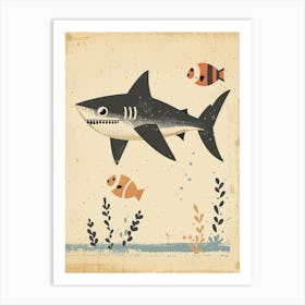 Shark & Clown Fish Muted Pastel 1 Art Print