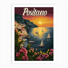 Aihrgdesign A Mid Century Modern Travel Poster For Positano 1 Art Print