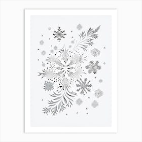 Falling, Snowflakes, William Morris Inspired 1 Art Print