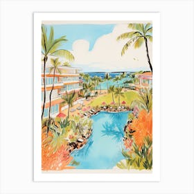 The Ritz Carlton, Kapalua   Maui, Hawaii   Resort Storybook Illustration 3 Art Print
