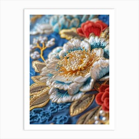 Embroidered Flowers 35 Art Print