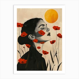 woman with Poppies Art Print