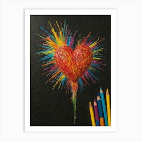 Heart With Colored Pencils 3 Art Print