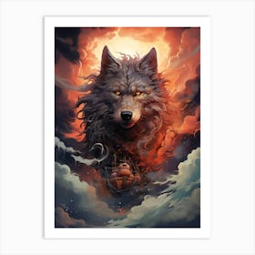 Wolf In The Clouds 1 Art Print