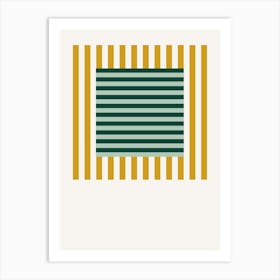 Stripes Pattern Poster Yellow & Green Art Print