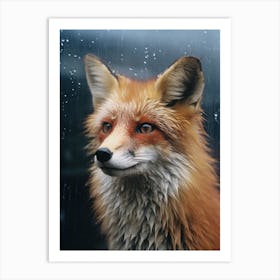 Red Fox Close Up Realism 3 Art Print