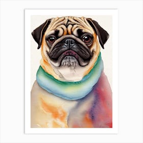 Pug 2 Watercolour Dog Art Print