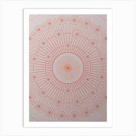 Geometric Abstract Glyph Circle Array in Tomato Red n.0106 Art Print