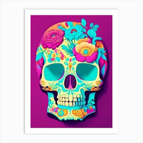 Skull With Floral Patterns Pastel 2 Pop Art Art Print
