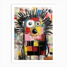 City Life and Wildlife: Basquiat-Style Hedgehog Art Print