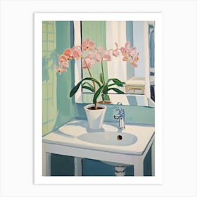 Bathroom Vanity Painting With A Orchid Bouquet 4 Art Print