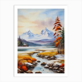 The nature of sunset, river and winter.3 Art Print