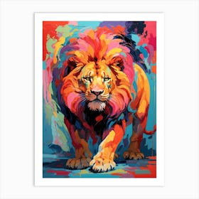 Vivid Lion On The Prowl Art Print