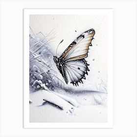 Butterfly In Snow Graffiti Illustration 1 Art Print