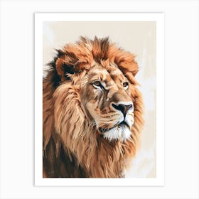 African Lion Portrait Close Up Clipart 2 Art Print