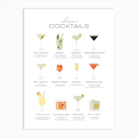 Cocktails In A Glass Types Art Print