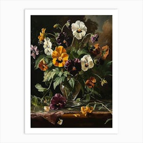 Baroque Floral Still Life Wild Pansy 4 Art Print