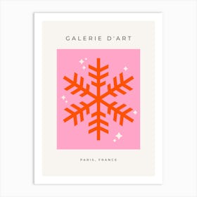 Christmas Snowflake Pink And Orange Art Print