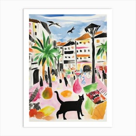 The Food Market In Santander 3 Illustration Art Print