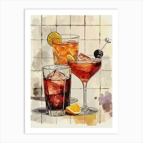Cocktail Watercolour Selection Art Print