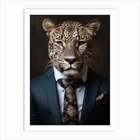 African Leopard Wearing A Suit 1 Art Print
