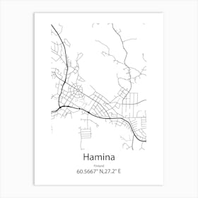 Hamina,Finland Minimalist Map Art Print