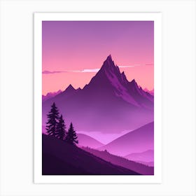 Misty Mountains Vertical Composition In Purple Tone 67 Art Print