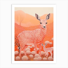 Wild Animal Linocut Orange Inspired Art Print