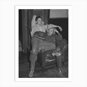 Cowboys In The Hotel Lobby During The San Angelo Fat Stock Show At San Angelo, Texas By Russell Lee Art Print