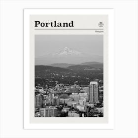 Portland Oregon Black And White Art Print