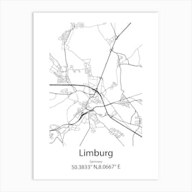 Limburg,Germany Minimalist Map Art Print