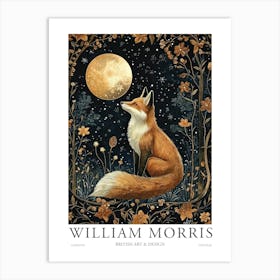 William Morris Night Fox Print Morris Museum Poster Morris Exhibition Poster Painting Fox Art Print