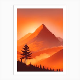 Misty Mountains Vertical Background In Orange Tone 8 Art Print