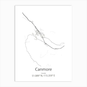 Canmore,Canada Minimalist Map Art Print