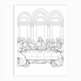 Line Art Inspired By The Last Supper 4 Art Print