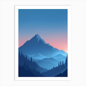 Misty Mountains Vertical Composition In Blue Tone 180 Art Print