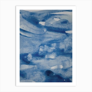 Sea Blue Abstract Aquarelle 2 Art Print