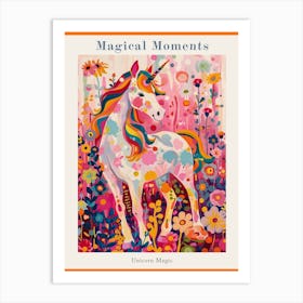 Floral Folky Unicorn Portrait Fauvism Inspired 3 Poster Art Print