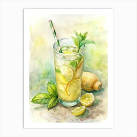 Lemon Ginger Detox Drink Global (1) Art Print