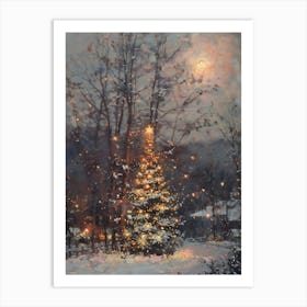 Christmas Tree In The Snow 15 Art Print