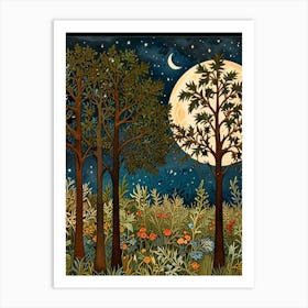 William Morris Moonlight In The Woods 96 Art Print